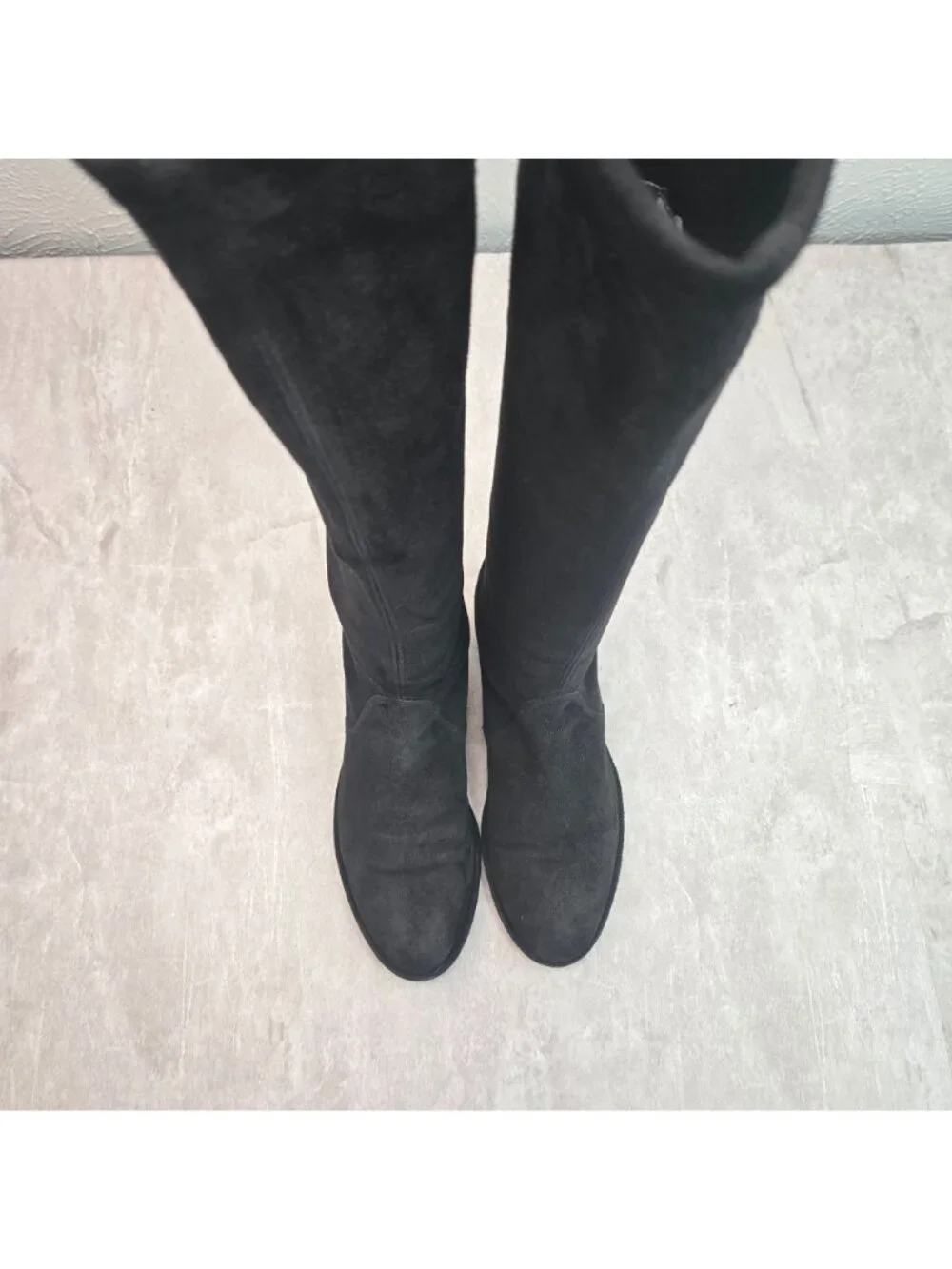 Stuart Weitzman Knee High Boots Sz 5 Black Suede Dressy Tall Stretchy Sock Boots